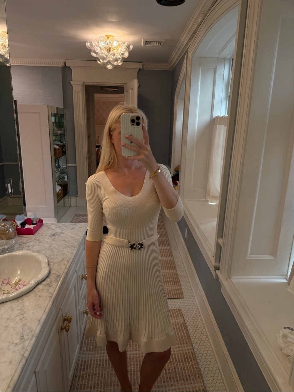 Rebecca Taylor Cream Ribbed Knit Top